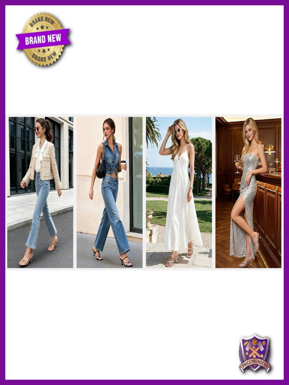 Kitten Heel Sandals Strappy Open Toe Slip On Dress Heels Comfortable - Picture 6 of 6